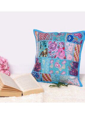 Oussum Pillow Case Cotton Patchwork Vintage-Inspired Look Comfort Cushion Cover